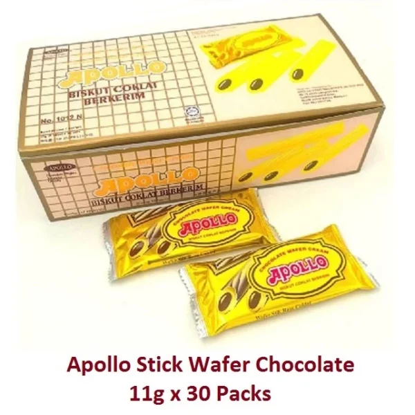 APOLLO Chocolate Stick Wafers – 30 Packs