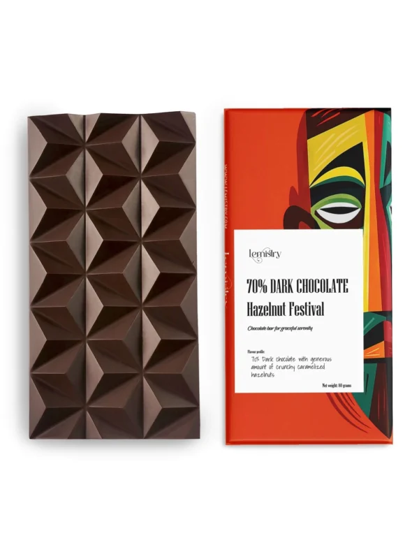 Lemistry 70% Dark Chocolate with Caramelized Hazelnut